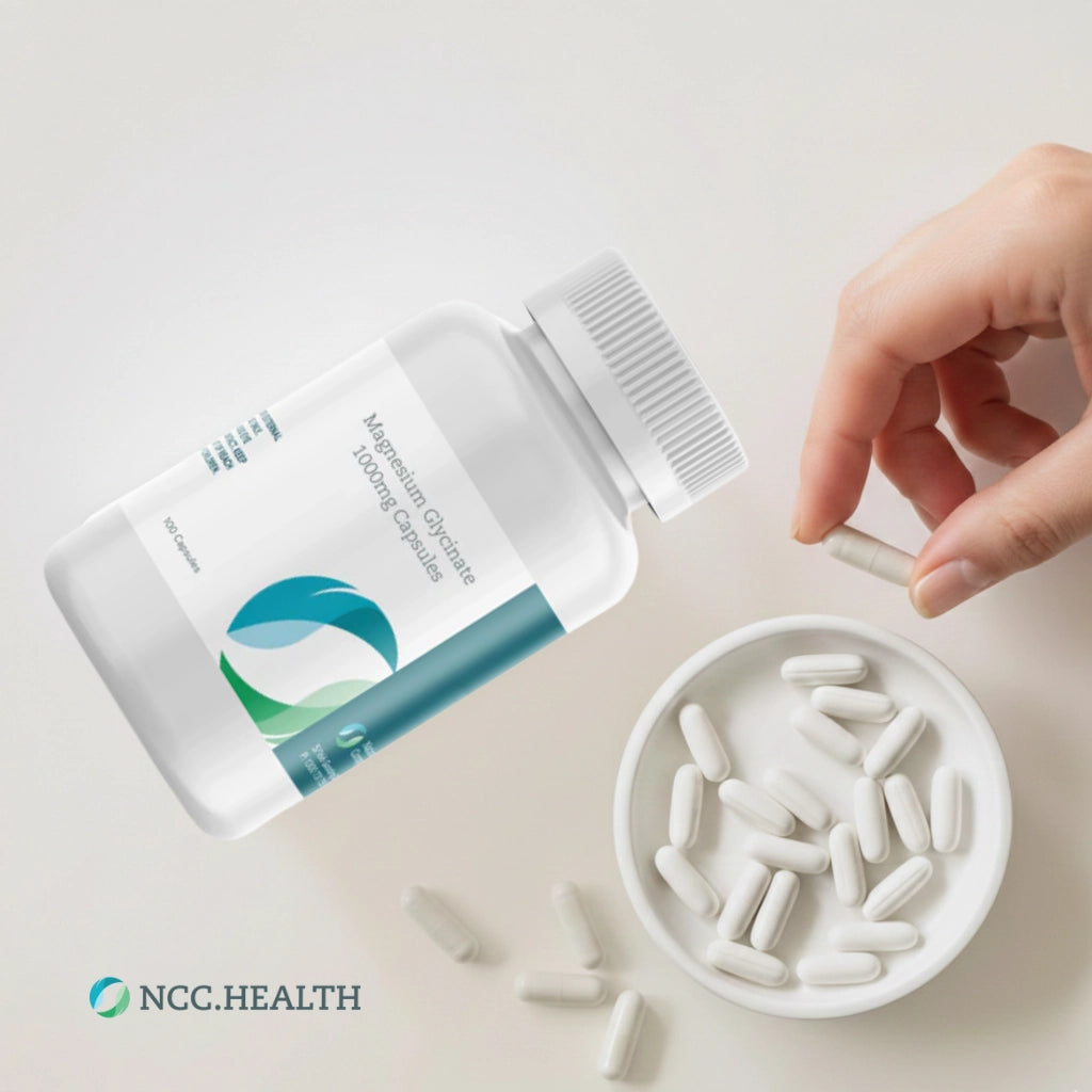 NCC.health - Magnesium Glycinate Capsules (1000mg) - Compounded magnesium glycinate supplement capsules