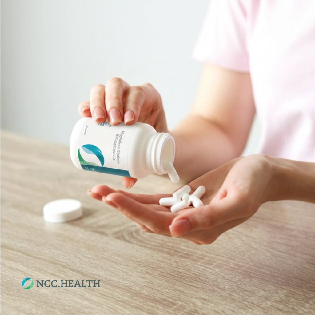 NCC.health - Magnesium Glycinate Capsules (1000mg) - Compounded magnesium glycinate supplement capsules